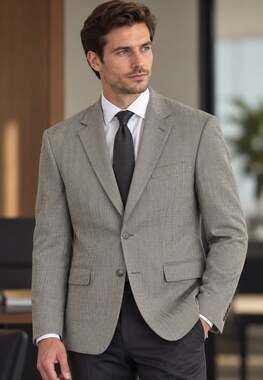 Rafael Mens Blazer 42R Grey Herringbone Silk Wool Blend Sport Coat 2 Button Work